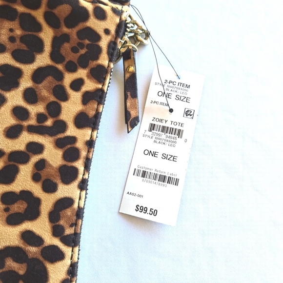 🏷️INC 2PC Zoiey Large Black Tote Plus Bonus Leopard Shoulder Bag - Picture 10 of 13